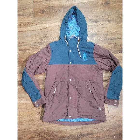 Poler Roamers & Seekers Men’s Jacket Small Blue Brown Hooded Camp Vibes Scout 2 - Picture 3 of 11